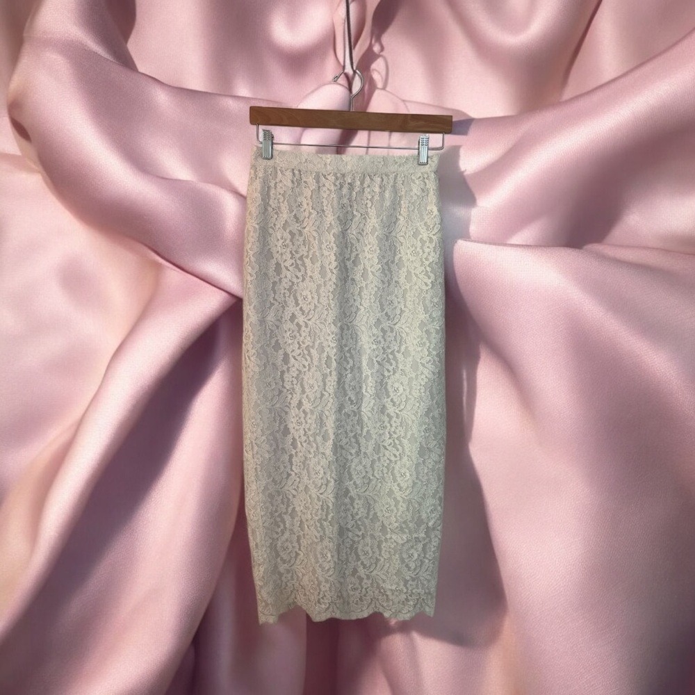 Jessica McClintock Vintage White Lace Skirt - Picture 1 of 4